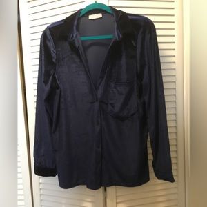 Velvet Button Up Blouse. NWOT